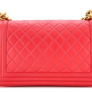 Authentic Chanel Red Quilted Boy Bag